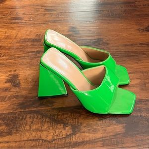 faux leather triangle high heels